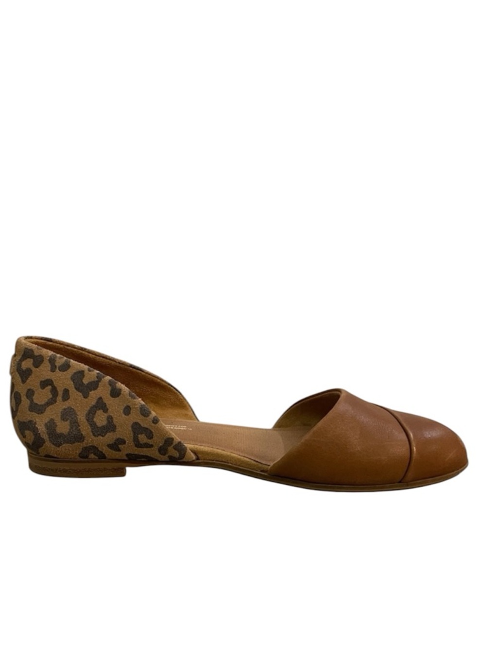 Toms Jutti D'Orsay Flat Women’s 6.5 Leather Leopard Print Closed Toe Casual Chic